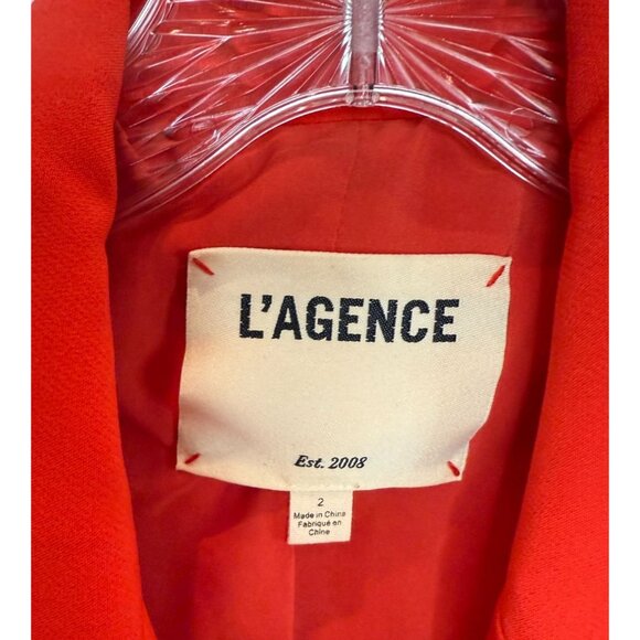 L'AGENCE Red Chamberlain Bold Red Blazer Single Breasted - Size 2 - Picture 4 of 10